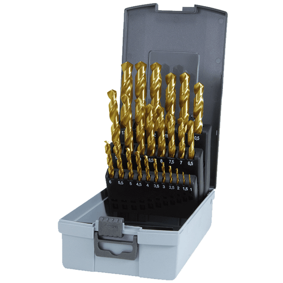 25 Piece TWIST DRILL SET, with TIN Coating, IN PLASTIC BOX